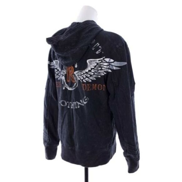 Rebel Spirit Womens Small Distressed Black Gray Full Zip Long Sleeve Jacket - Picture 7 of 11